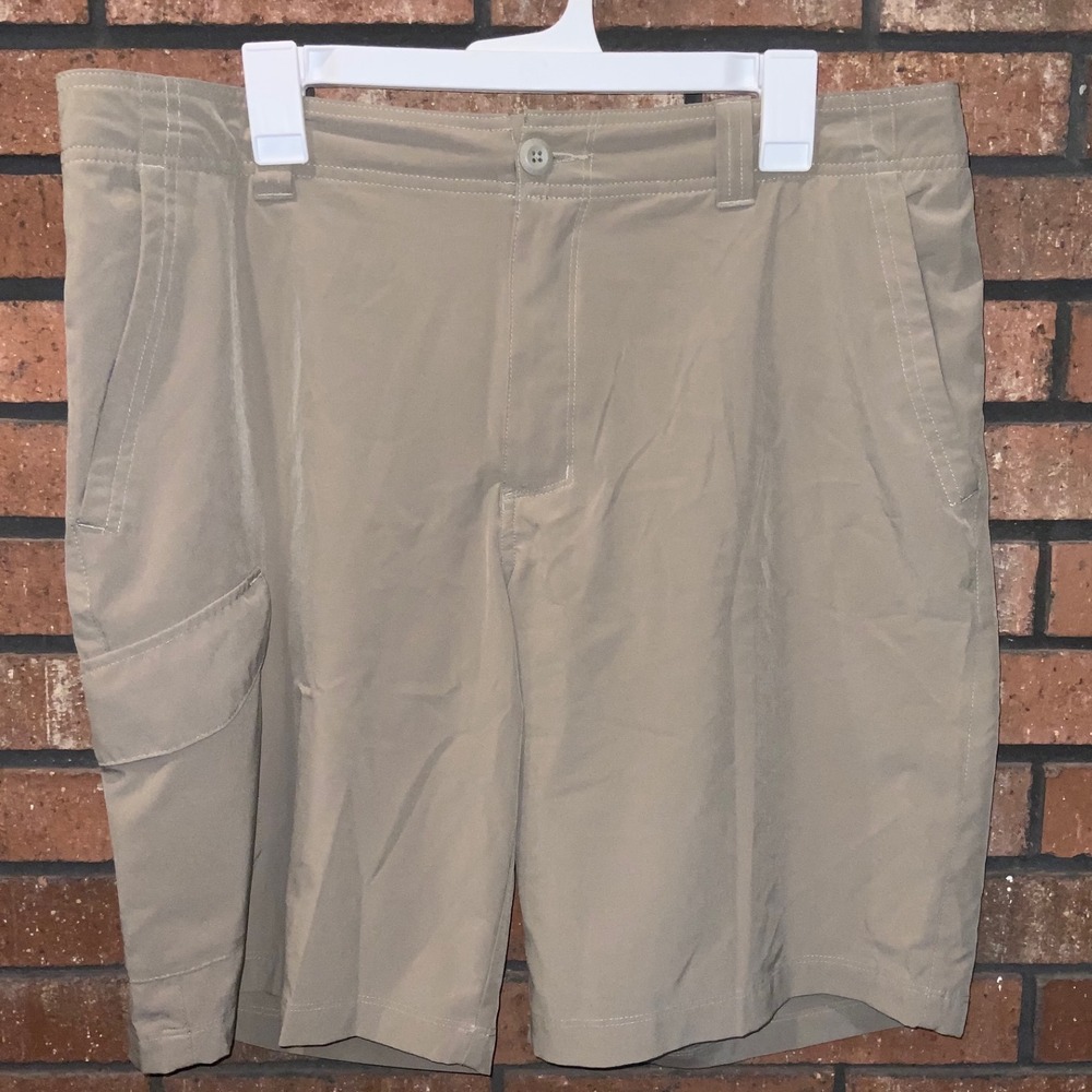 Columbia Mens Cargo Shorts Tan Khaki Size 36 Outdoor Hiking Fishing 10 Inseam